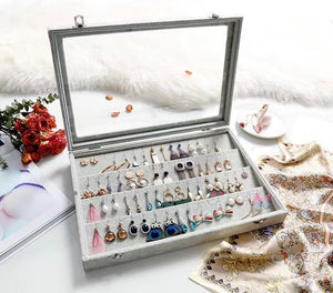 Velvet clear lid jewellery organiser