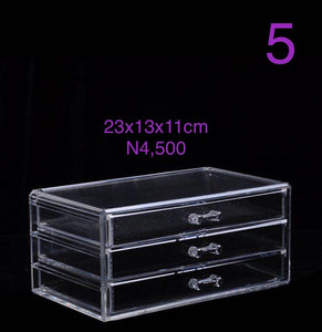 Acrylic makeup organiser.