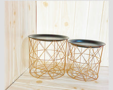 Load image into Gallery viewer, 2 piece metal wire round basket with lid
