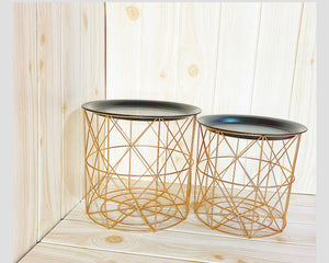 2 piece metal wire round basket with lid