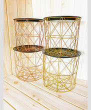 Load image into Gallery viewer, 2 piece metal wire round basket with lid
