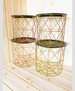 2 piece metal wire round basket with lid