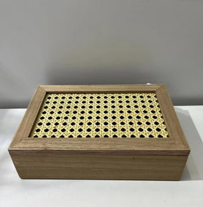 Wood - rafia 6 slot box