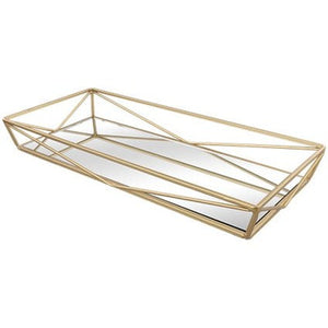 Geometric mirror vanity tray