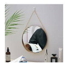 Load image into Gallery viewer, Gold mirror with chain strap.
