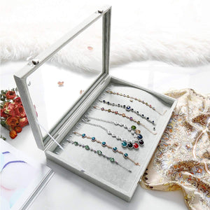 Velvet clear lid jewellery organiser