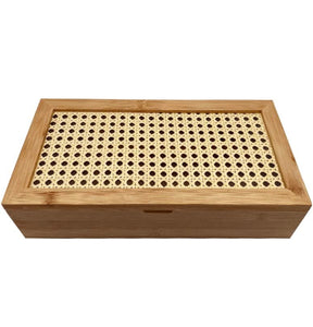 Wood - rafia 6 slot box