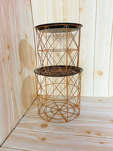 2 piece metal wire round basket with lid