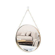 Load image into Gallery viewer, Gold mirror with chain strap.
