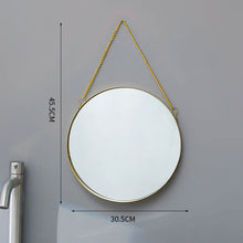 Load image into Gallery viewer, Gold mirror with chain strap.
