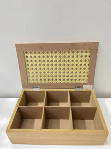 Wood - rafia 6 slot box