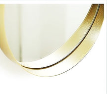 Load image into Gallery viewer, Gold mirror with chain strap.
